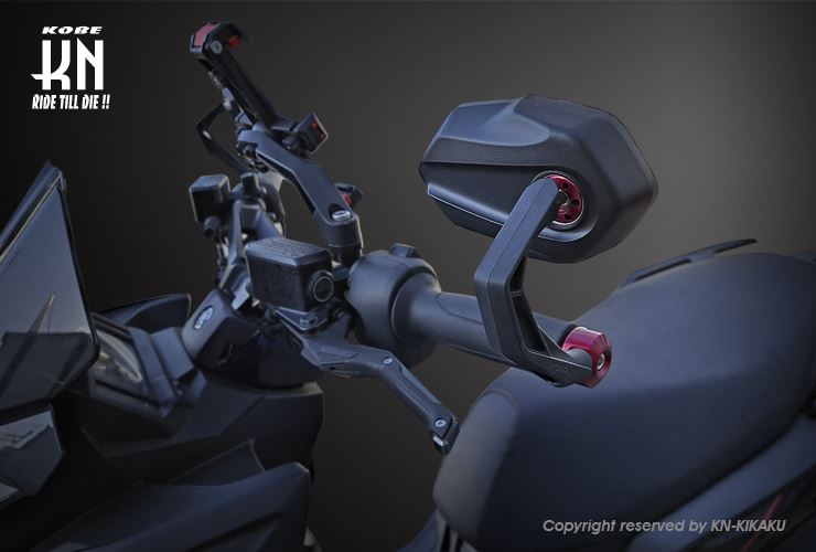 KOSOバックミラー ブレイドビューミラー クリアーレンズ レッド ネジ径 8/10mm 汎用 左右セット バイク