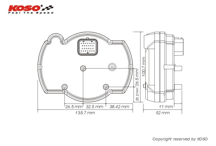 KOSO RX2Nプラス LCDマルチメーター ホワイトパネル 0-10000rpm