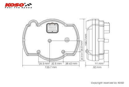 KOSO RX2Nプラス LCDマルチメーター ホワイトパネル 0-10000rpm