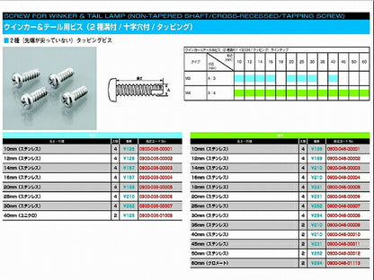 ウインカー\U0026テール用ビス 2種溝 十字穴 タッピング (ユニクロ)3X40 2個