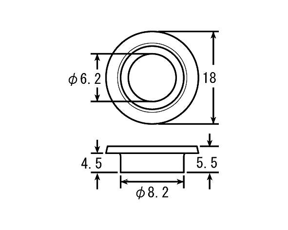 Collared Bushing Steel 18X6X4.5L/2pcs