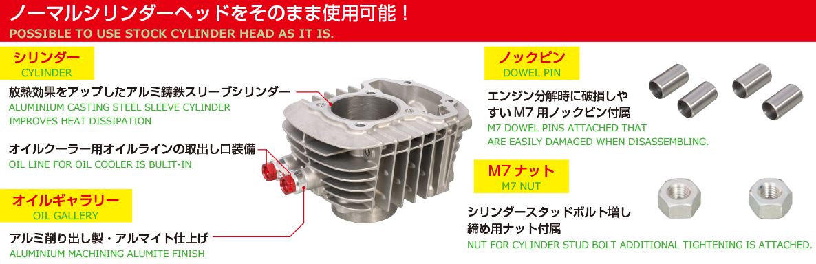 Bore Up Kit 145cc LIGHT (No High Camshaft, Silver Cylinder) for Super Cub 110/Cross Cub 110