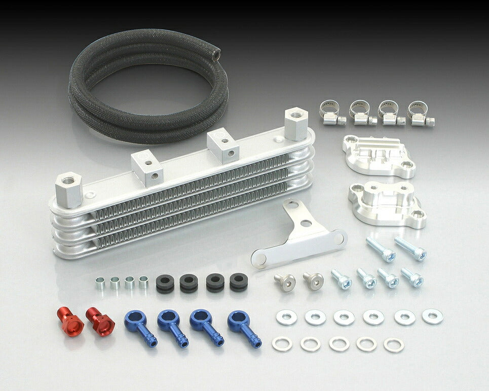 ニュースーパーオイルクーラーキット/3コア T-キャップ シルバー GROM グロム シリンダートリダシ B