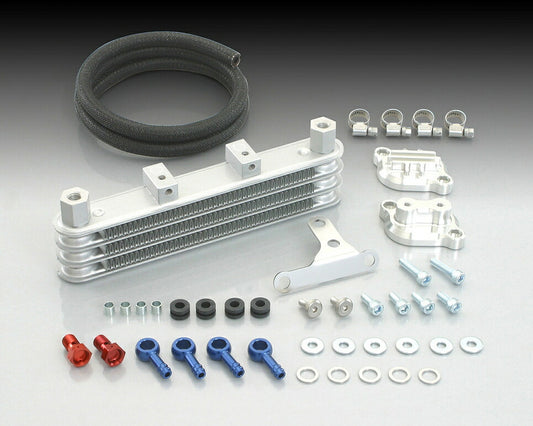 ニュースーパーオイルクーラーキット/3コア T-キャップ シルバー GROM グロム シリンダートリダシ B