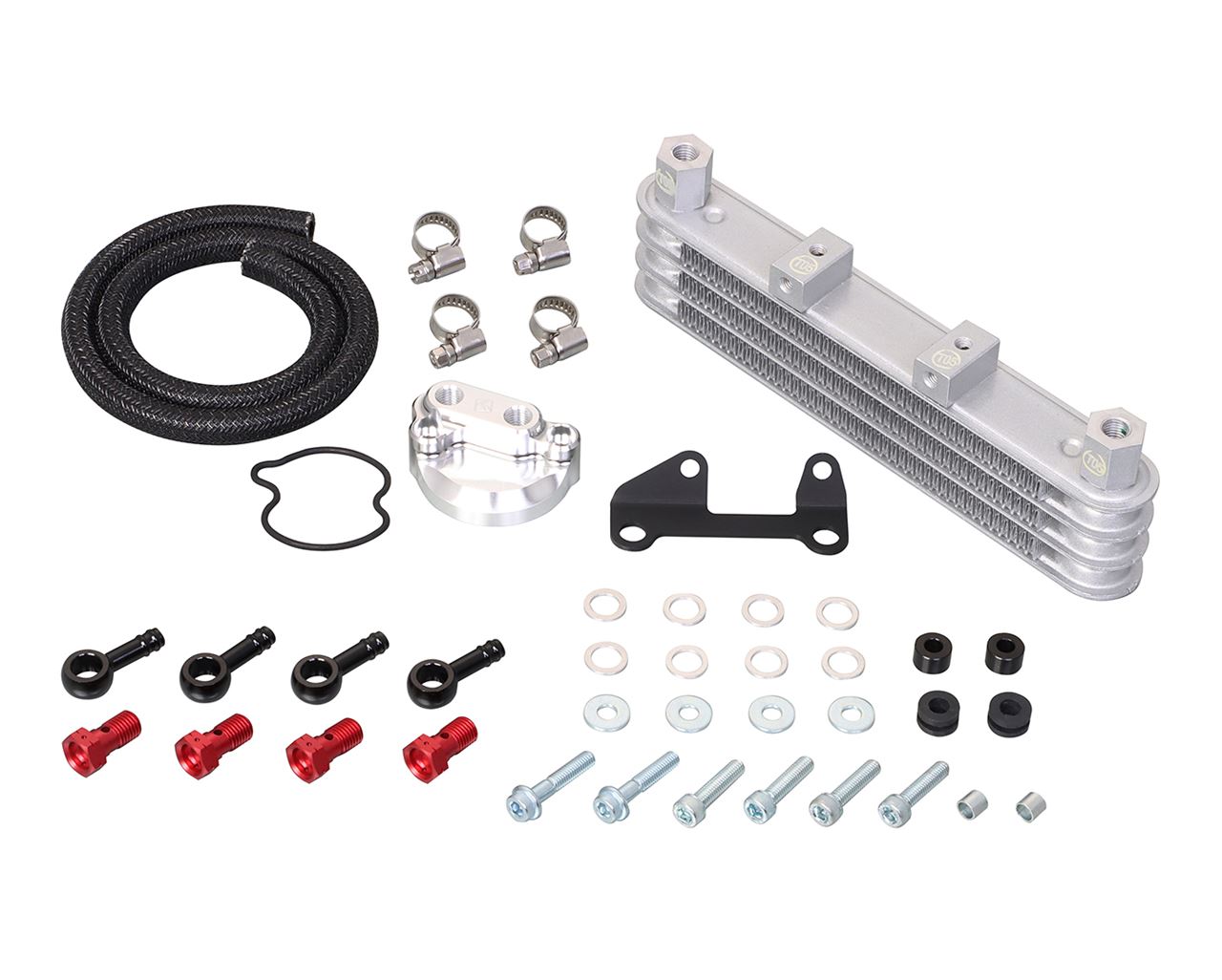 Super Oil Cooler Kit for 124cc Engines, 3-Stage Core, Mounts under Frame/Cylinder Head, Super Cub 110, Cross Cub 110