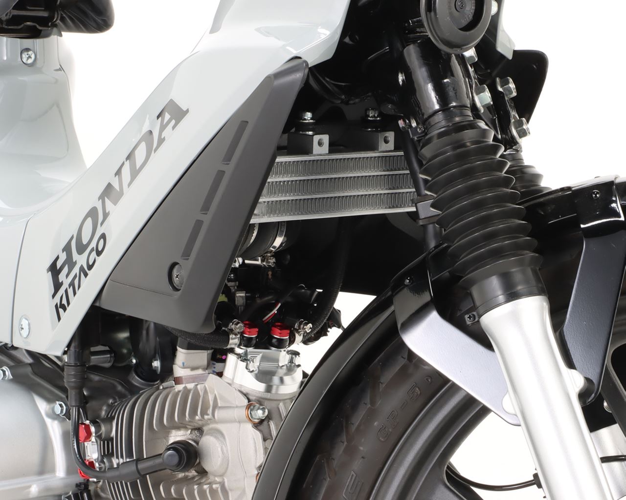Super Oil Cooler Kit for 124cc Engines, 3-Stage Core, Mounts under Frame/Cylinder Head, Super Cub 110, Cross Cub 110