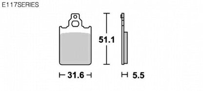 SBSブレーキパッド Ｅ１１７シリーズ E ストリート フロント/リヤ用 アプリリア ピアジオベスパ ブレーキパッド
