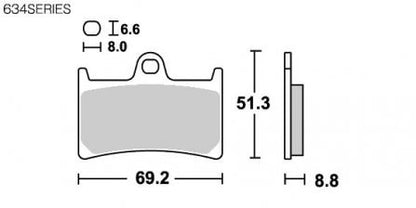 SBSブレーキパッド 634RST レーシングシンター フロント専用 ヤマハ