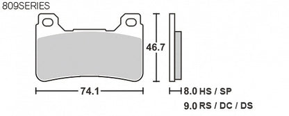 SBSブレーキパッド 809シリーズ DS-1 レーシングデュアルシンター フロント専用