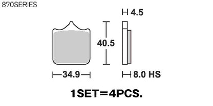 SBSブレーキパッド 870シリーズ DS-1(デュアルシンタ― フロント用) S1000R S1000RR