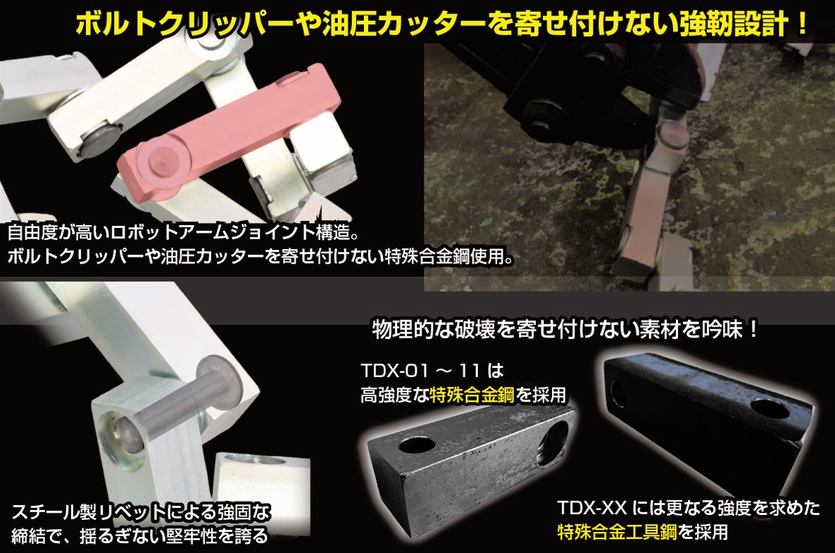 ウルトラロボットアームロック TDX-03 ブラック/ホワイト文字 全長2100mm 1個 汎用
