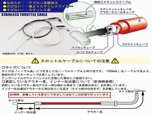 【アウトレット】スロットルケーブル ケイヒンPC20/ノーマルスロットルホルダー TT-R50