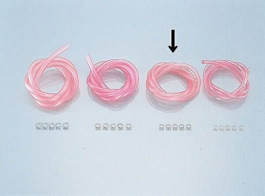 スーパーフュエルホースセット ピンク (内径φ4 X クリップφ7 X 1m)