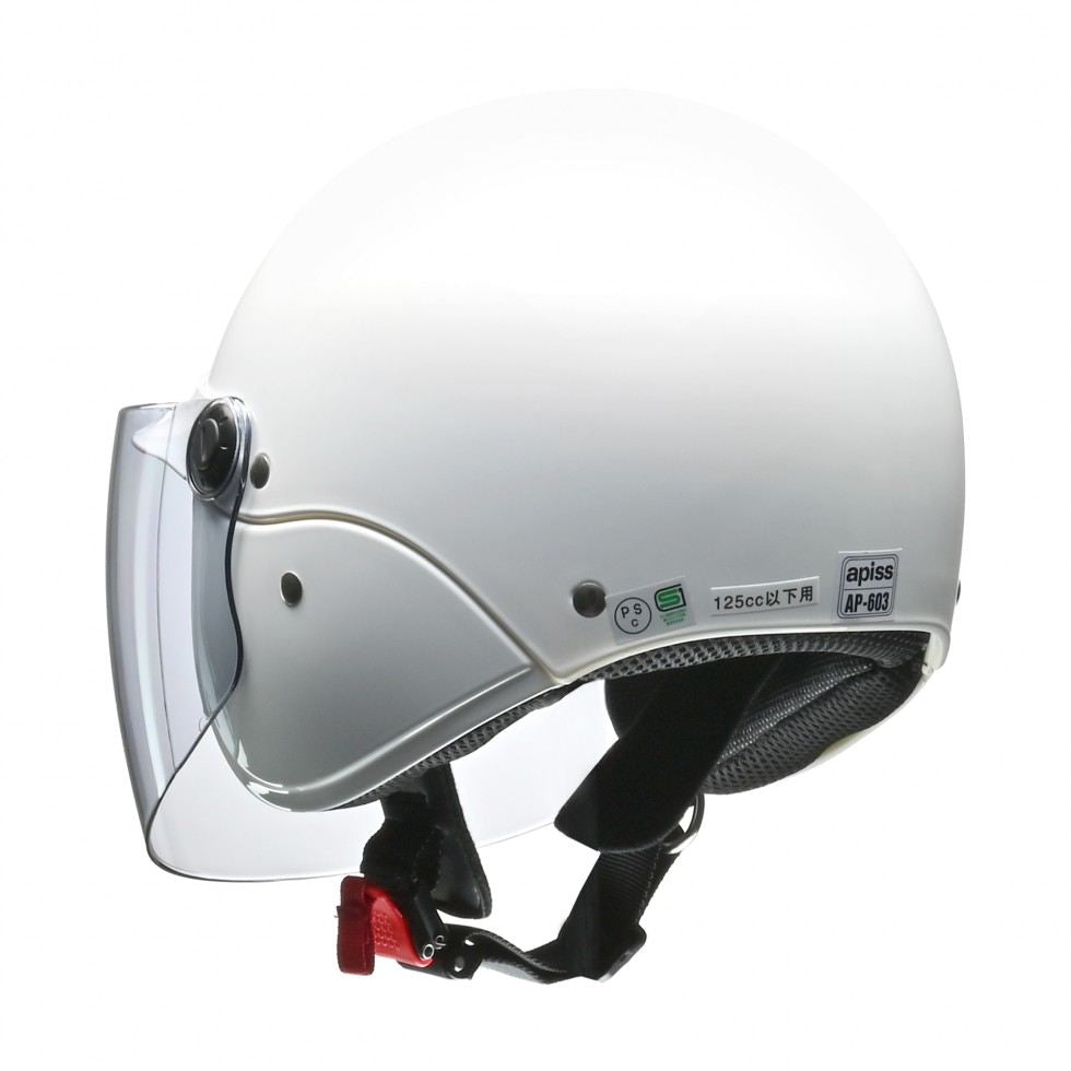 apiss(アピス) AP-603 セミジェット ヘルメット ホワイト フリーサイズ(57～60cm未満)