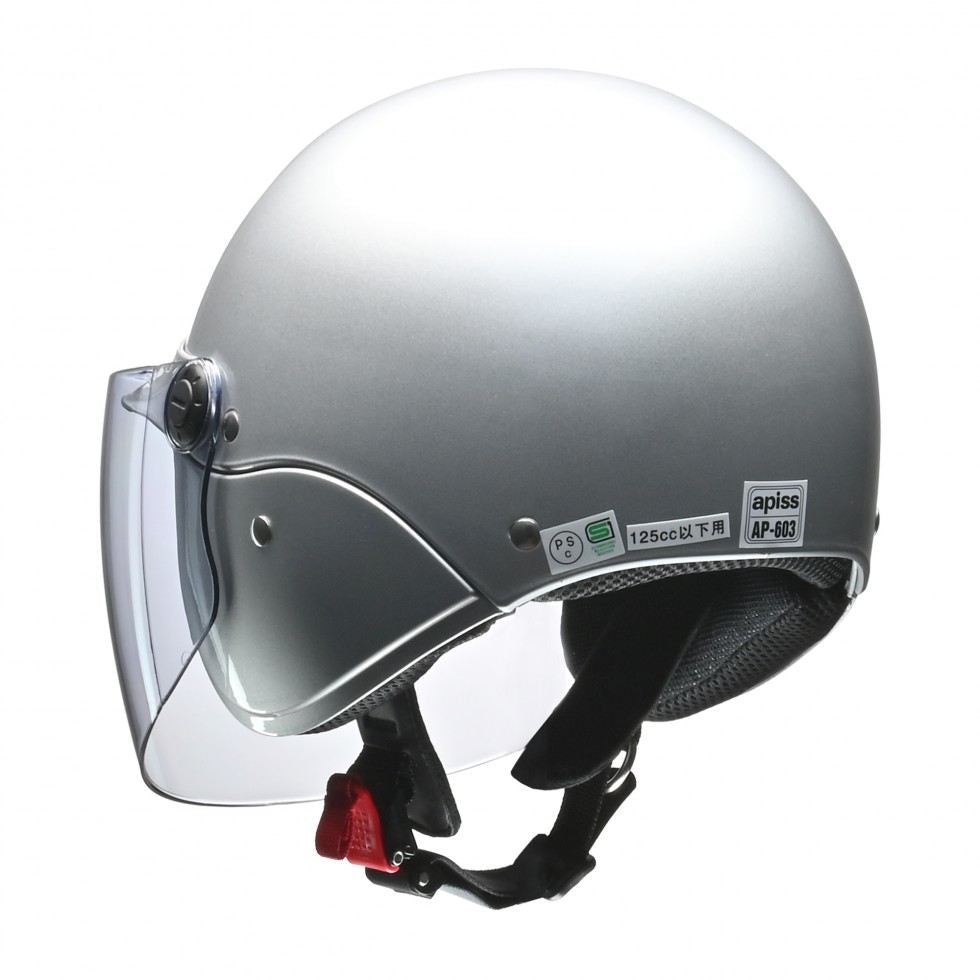 apiss(アピス) AP-603 セミジェット ヘルメット シルバー フリーサイズ(57～60cm未満)