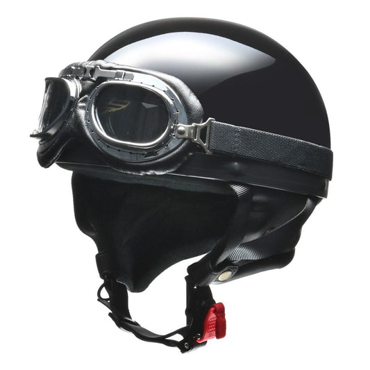 CROSS CR-750 Half Helmet Black Metallic Free Size (Under 57-60cm)