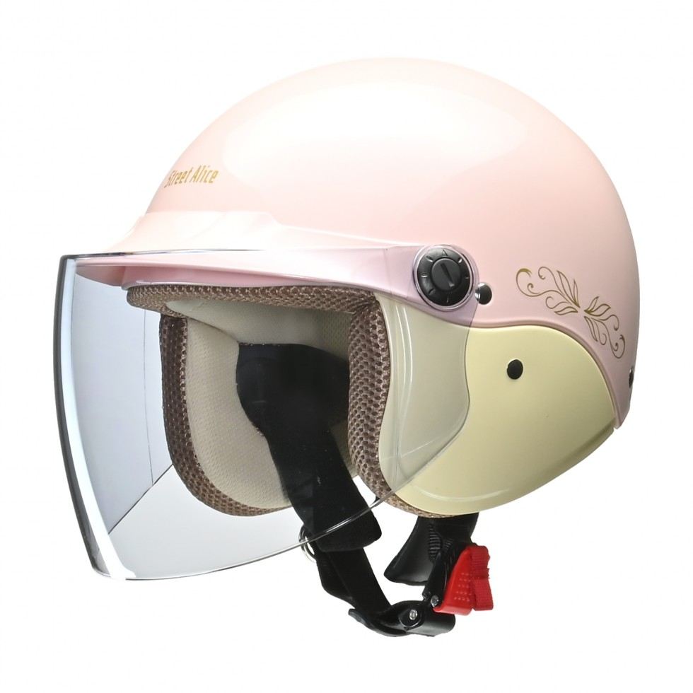 Street Alice QJ-3 Semi-Jet Helmet Pearl Pink Free Size (less than 57-60cm)