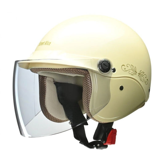 Street Alice QJ-3 Semi-Jet Helmet Pearl Ivory Free Size (Under 57-60cm)