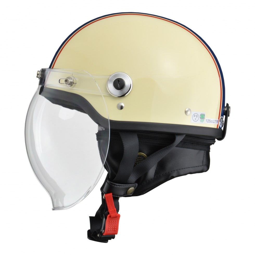 CROSS(クロス) CR-760 ハーフ ヘルメット アイボリー/ネイビー フリーサイズ(57～60cm未満)
