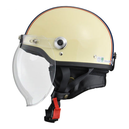 CROSS(クロス) CR-760 ハーフ ヘルメット アイボリー/ネイビー フリーサイズ(57～60cm未満)