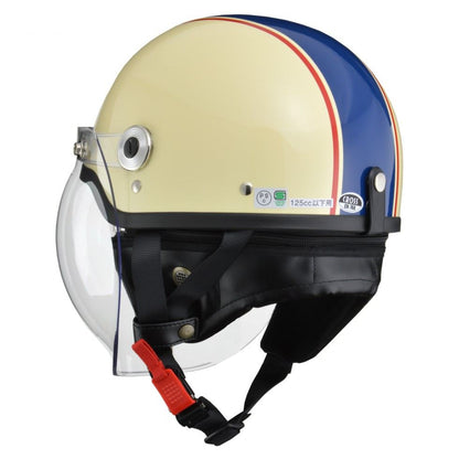 CROSS(クロス) CR-760 ハーフ ヘルメット アイボリー/ネイビー フリーサイズ(57～60cm未満)