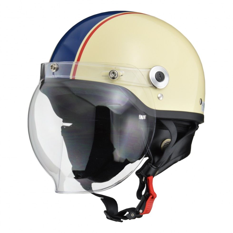 CROSS(クロス) CR-760 ハーフ ヘルメット アイボリー/ネイビー フリーサイズ(57～60cm未満)