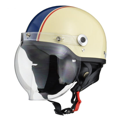 CROSS(クロス) CR-760 ハーフ ヘルメット アイボリー/ネイビー フリーサイズ(57～60cm未満)