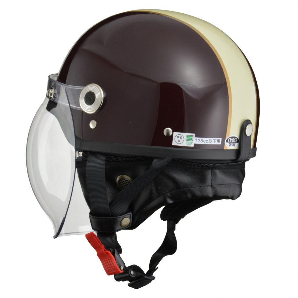 CROSS(クロス) CR-760 ハーフ ヘルメット ブラウン/アイボリー フリーサイズ(57～60cm未満)
