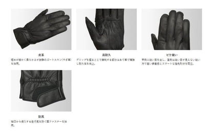 GL-704A Leather Gloves, Black, Free Size