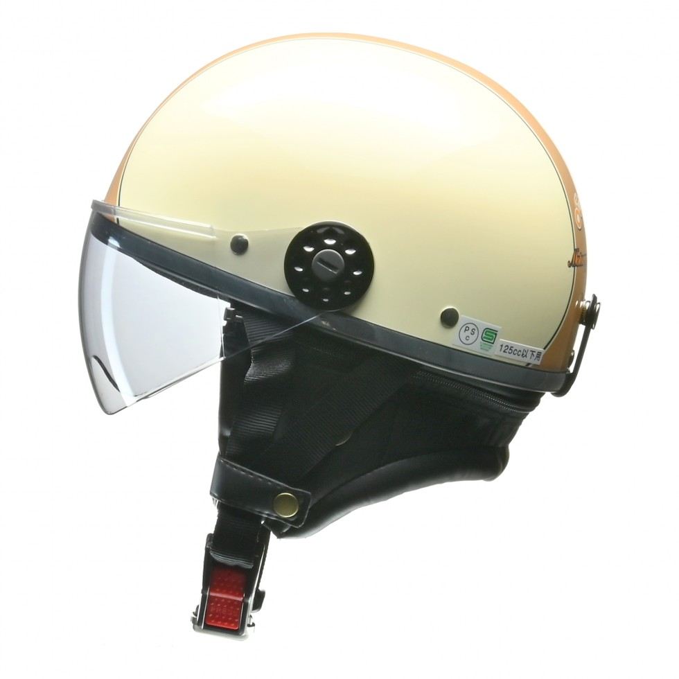 O-ONE Half Helmet Ivory/Brown Free Size (Under 57-60cm)