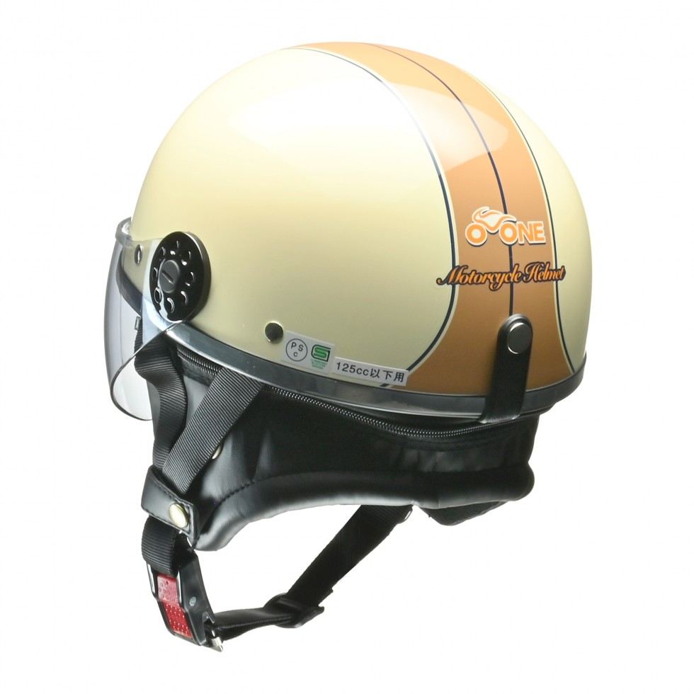 O-ONE Half Helmet Ivory/Brown Free Size (Under 57-60cm)