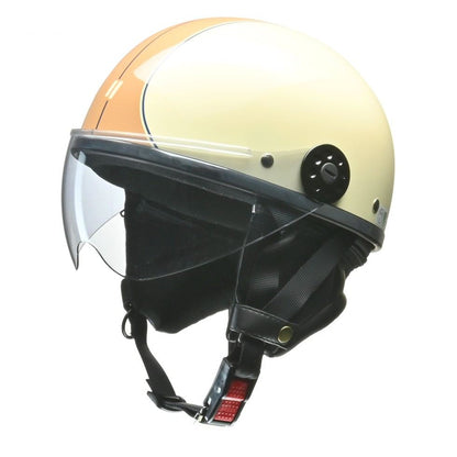 O-ONE Half Helmet Ivory/Brown Free Size (Under 57-60cm)