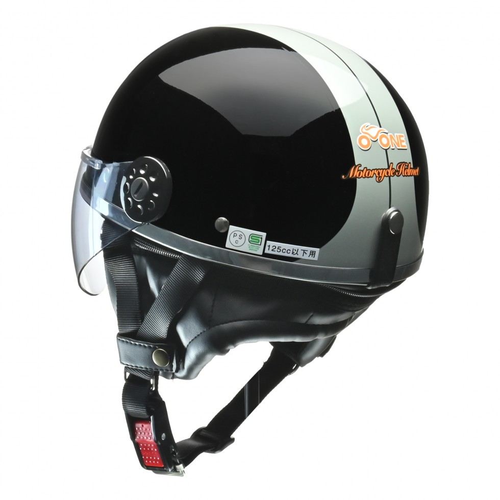 O-ONE ハーフ ヘルメット ブラック/シルバー フリーサイズ(57～60cm未満)
