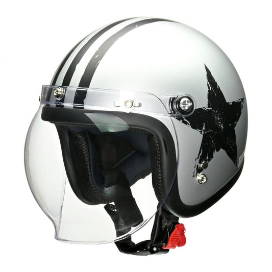 MOUSSE Jet Helmet Star Silver Free Size (57-60cm)