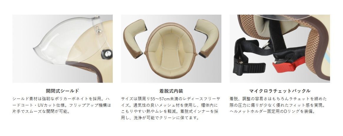 NOVIA(ノービア) ジェット ヘルメット ラインアイボリー レディースフリー(55～57cm未満)