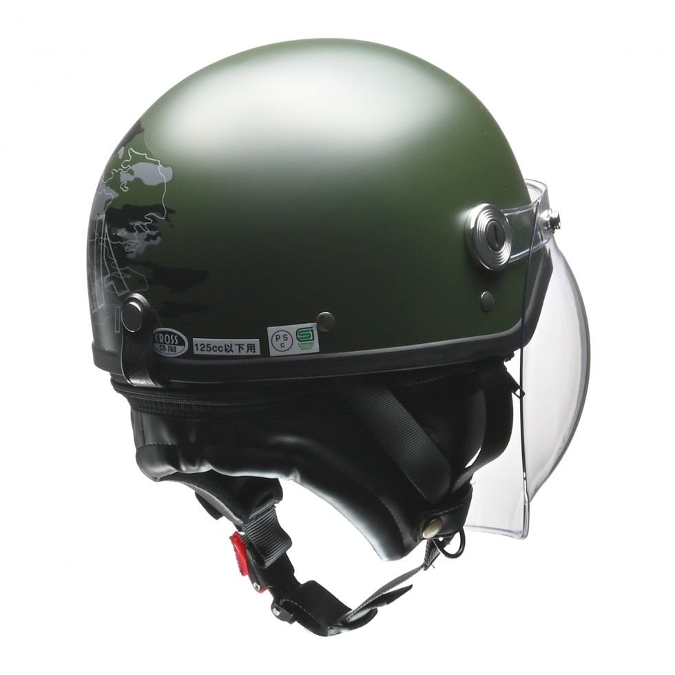 CROSS(クロス) CR-760 ハーフ ヘルメット ミリタリーグリーン フリーサイズ(57～60cm未満)