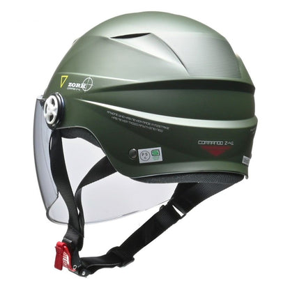 ZORK Half Helmet Matte Green Large Free Size (under 60-62cm)