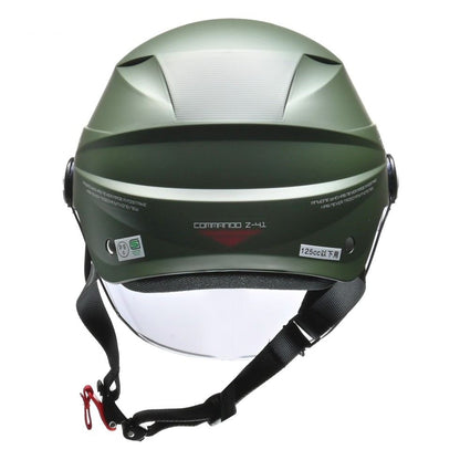 ZORK Half Helmet Matte Green Large Free Size (under 60-62cm)