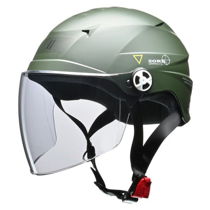 ZORK Half Helmet Matte Green Large Free Size (under 60-62cm)