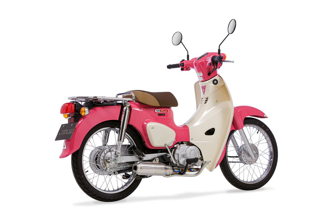 Full Exhaust Short Monster Super Cub 110 / Cross Cub 110 Exhaust Pipe Titanium Baked Color Heat Gradation