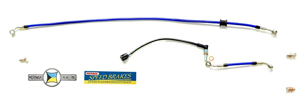 Brake Hose Kit Stainless Mesh Rear MORIWAKI×SPEED BRAKES GB350/GB350S 21-22/23- Clear Blue 1 set