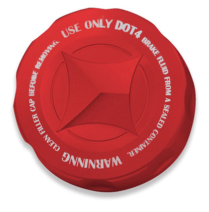 Master Cylinder Cap RED Red Alumite M38xP4 1 piece