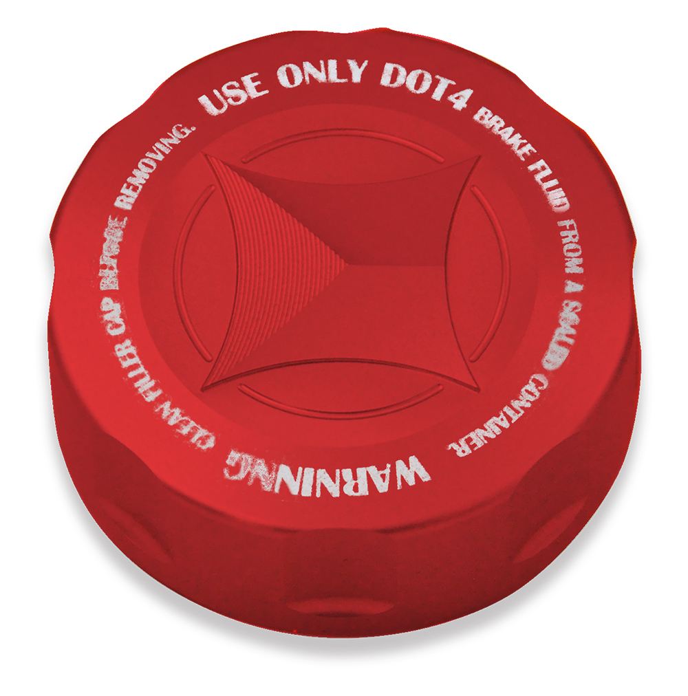 Master Cylinder Cap RED Red Alumite M38xP4 1 piece