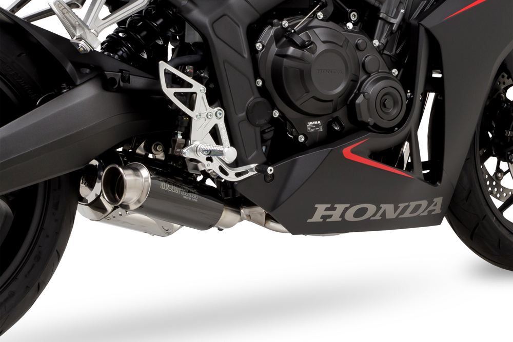 Full Exhaust Cross Short Zero CBR650R/CB650R 2019-2022/2023/2024- SUS Polish/Black Pearl Kai Black Gloss