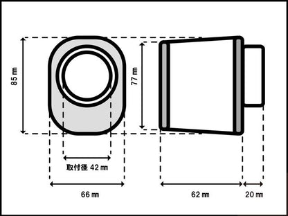 パワーフィルター オーバルテーパータイプ メッキ φ42mm 2個セット 汎用