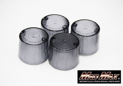Round European Turn Signal Lenses, Smoked, Set of 4, Universal Fit