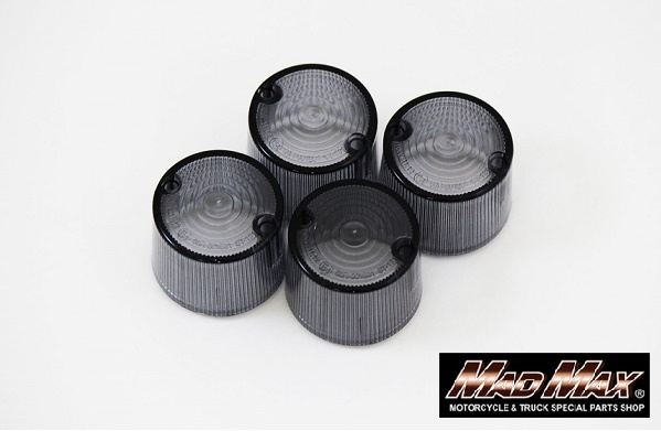 Round European Turn Signal Lenses, Smoked, Set of 4, Universal Fit