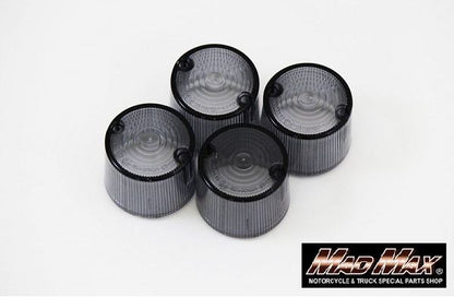 Round European Turn Signal Lenses, Smoked, Set of 4, Universal Fit