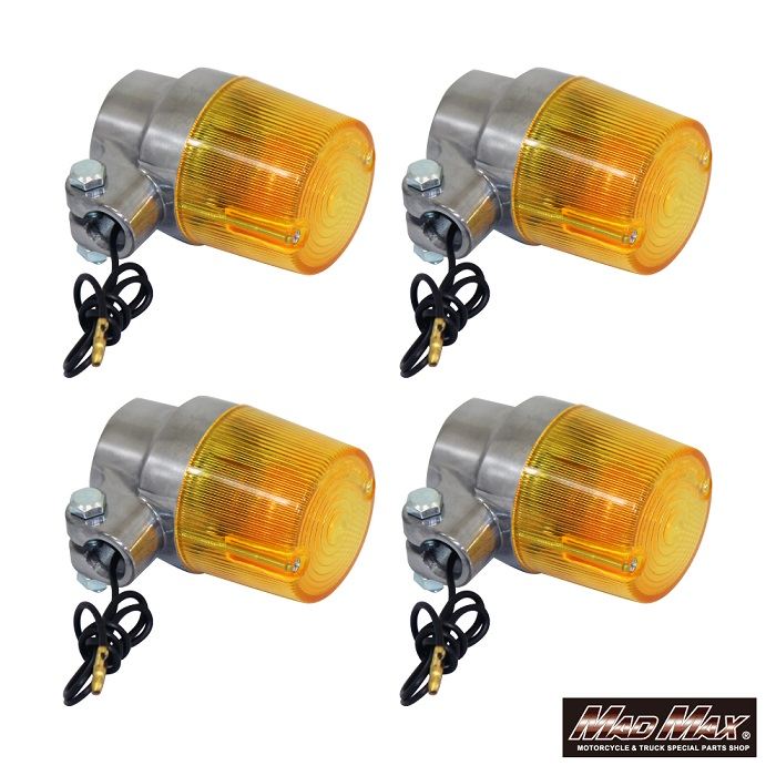 Round European Turn Signals, Yellow, Set of 4, Universal