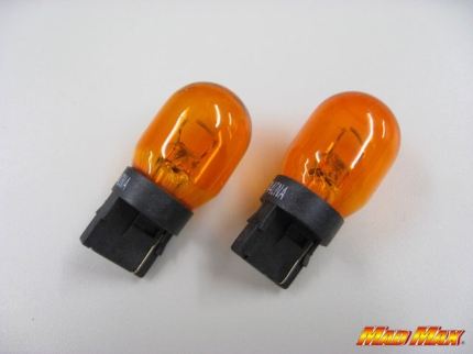 T20 Wedge Base Bulb, Single Filament, 21W, Amber, Set of 2, Universal (for 12V)